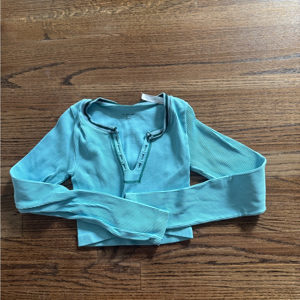 Teal Long Sleeve Ribbed Top